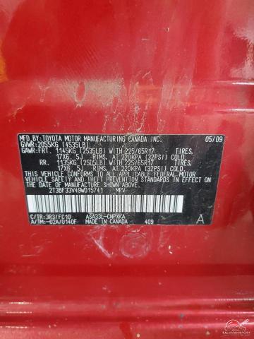 2T3BF33V49W015741 2009 TOYOTA RAV4 photo no. 13