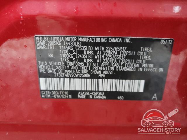 2T3ZF4DV9CW125906 2012 TOYOTA RAV4 photo no. 13