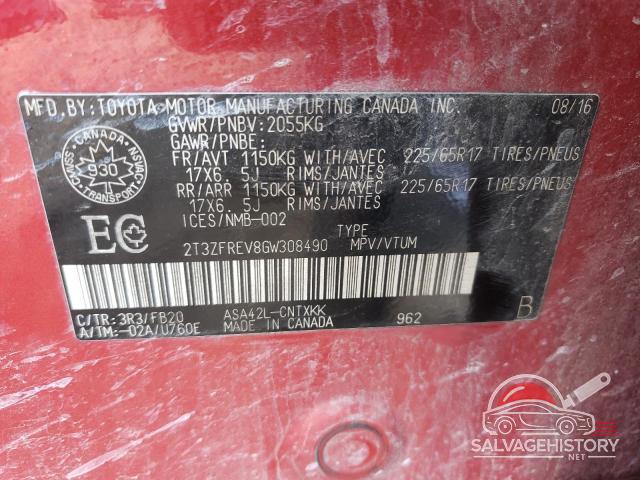 2T3ZFREV8GW308490 2016 TOYOTA RAV4 photo no. 14