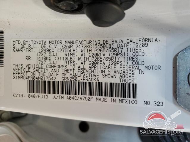 3TMMU4FN0AM017542 2010 TOYOTA TACOMA photo no. 12
