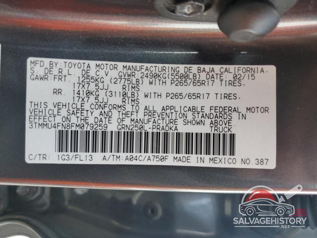 3TMMU4FN8FM079259 2015 TOYOTA TACOMA photo no. 12