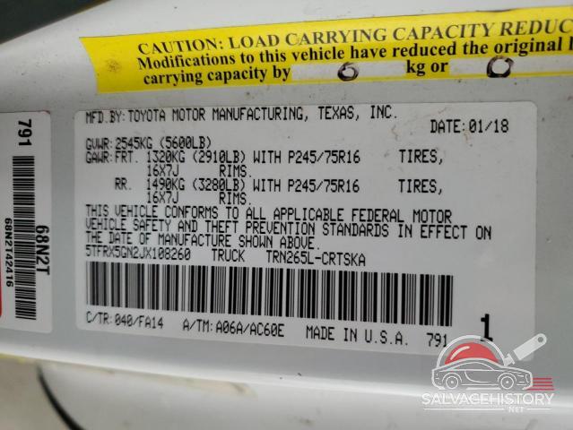 5TFRX5GN2JX108260 2018 TOYOTA TACOMA photo no. 12