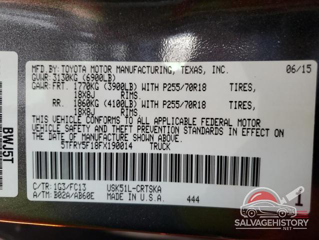 5TFRY5F18FX190014 2015 TOYOTA TUNDRA photo no. 12