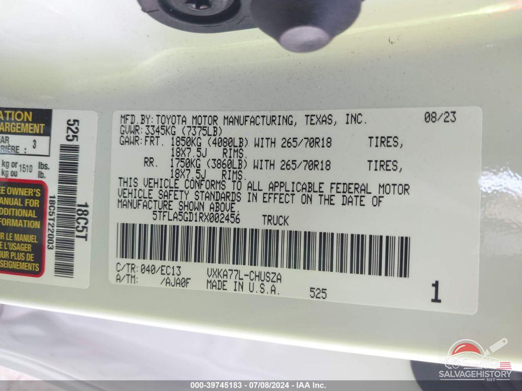 5TFLA5GD1RX002456 2024 TOYOTA TUNDRA photo no. 9
