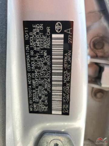 JTDBT4K37CL018593 2012 TOYOTA YARIS photo no. 12