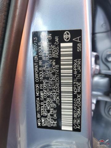JTDKTUD34ED577478 2014 TOYOTA YARIS photo no. 12