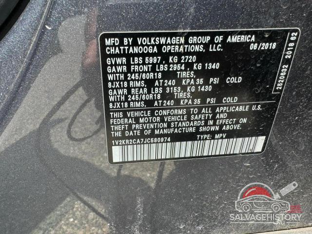 1V2KR2CA7JC580974 2018 VOLKSWAGEN ATLAS photo no. 10
