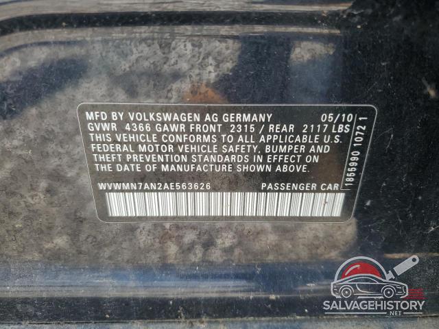 WVWMN7AN2AE563626 2010 VOLKSWAGEN CC photo no. 12