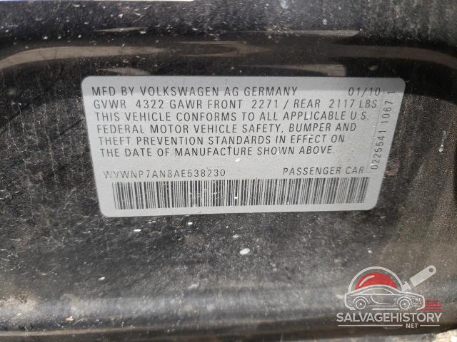 WVWNP7AN8AE538230 2010 VOLKSWAGEN CC photo no. 12