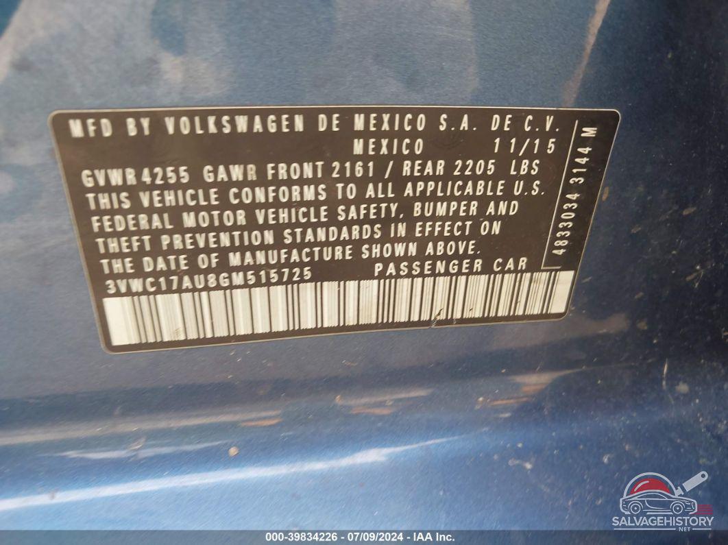 3VWC17AU8GM515725 2016 VOLKSWAGEN GOLF SPORTWAGEN photo no. 9