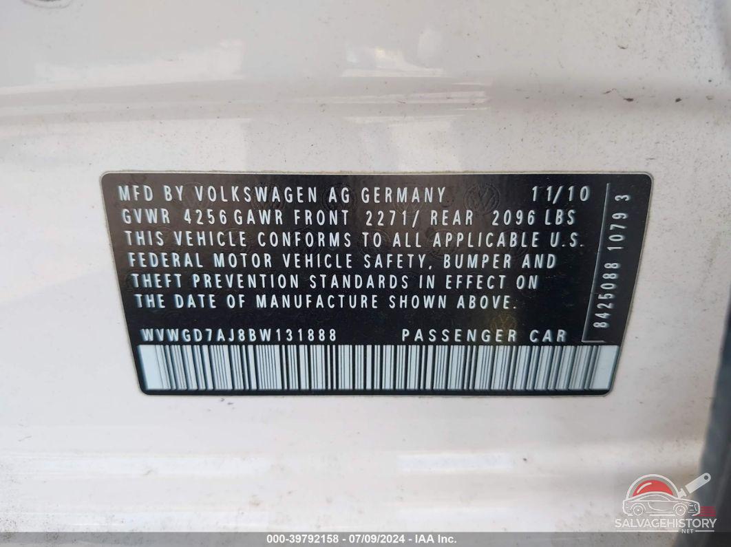 WVWGD7AJ8BW131888 2011 VOLKSWAGEN GTI photo no. 9