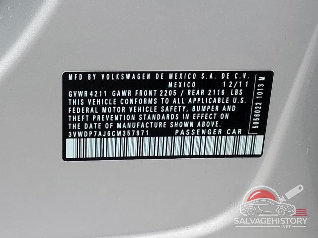 3VWDP7AJ6CM357971 2012 VOLKSWAGEN JETTA photo no. 12