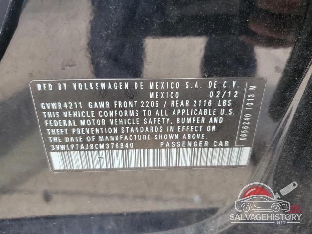 3VWLP7AJ8CM376940 2012 VOLKSWAGEN JETTA photo no. 12
