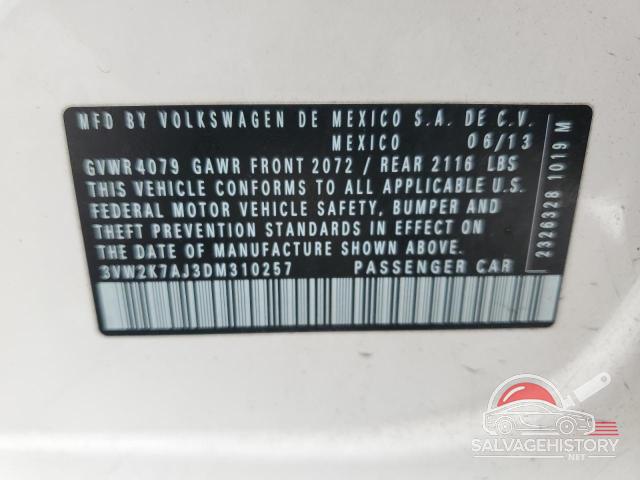 3VW2K7AJ3DM310257 2013 VOLKSWAGEN JETTA photo no. 12