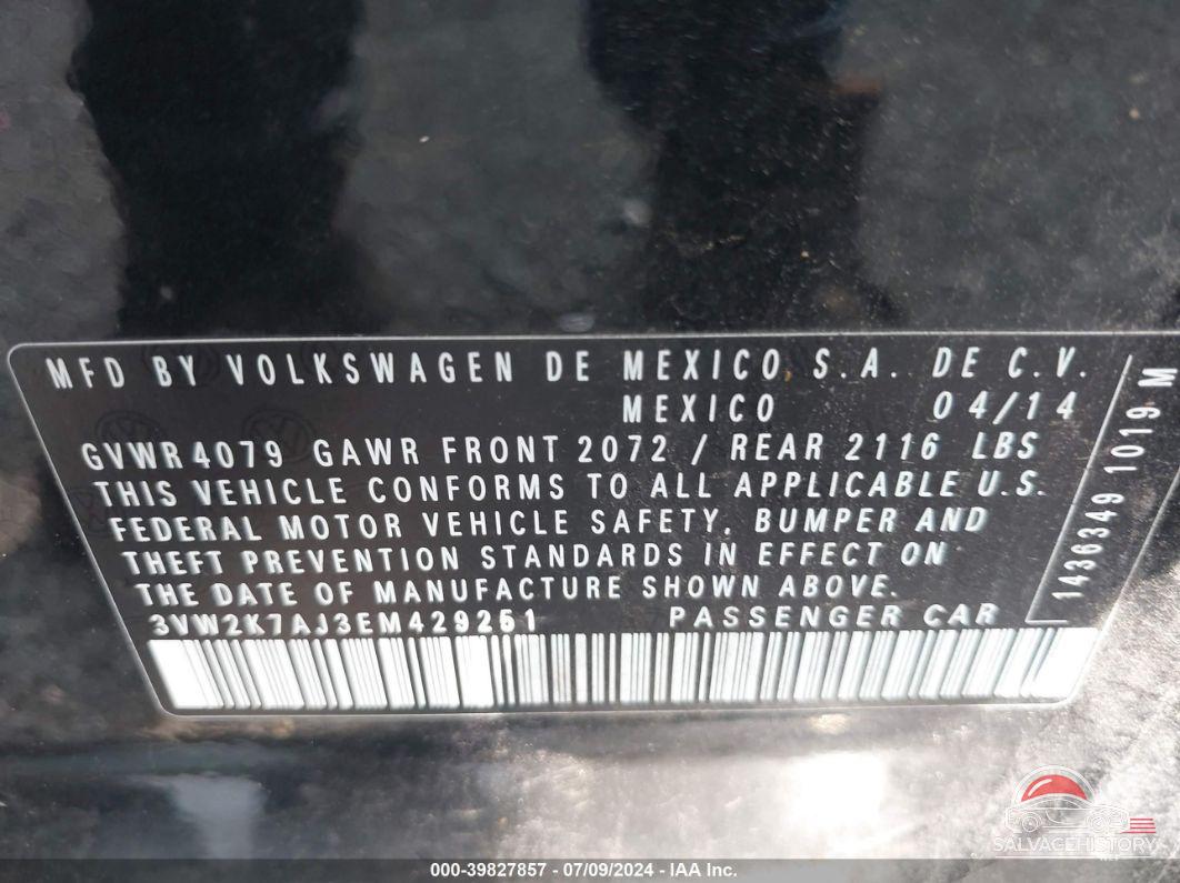 3VW2K7AJ3EM429251 2014 VOLKSWAGEN JETTA photo no. 9