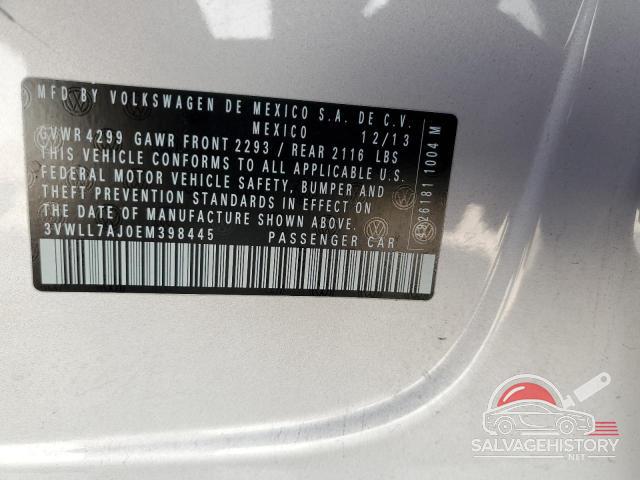 3VWLL7AJ0EM398445 2014 VOLKSWAGEN JETTA photo no. 12