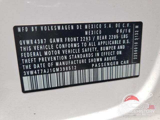 3VW4T7AJ1GM398512 2016 VOLKSWAGEN JETTA photo no. 12