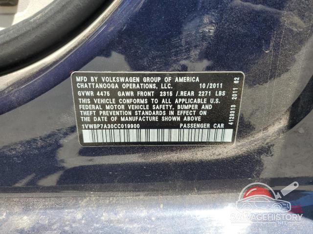 1VWBP7A30CC019900 2012 VOLKSWAGEN PASSAT photo no. 12