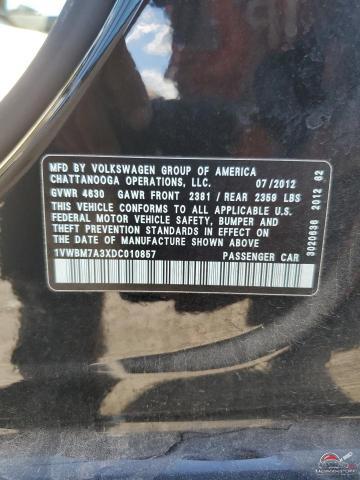 1VWBM7A3XDC010857 2013 VOLKSWAGEN PASSAT photo no. 12