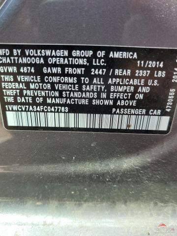 1VWCV7A34FC047763 2015 VOLKSWAGEN PASSAT photo no. 12