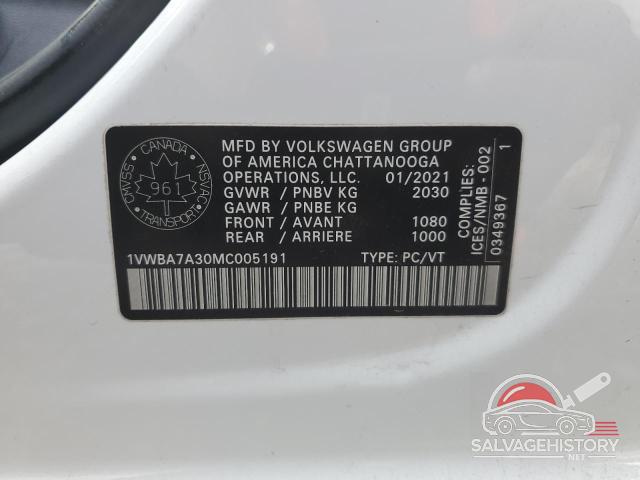 1VWBA7A30MC005191 2021 VOLKSWAGEN PASSAT photo no. 12