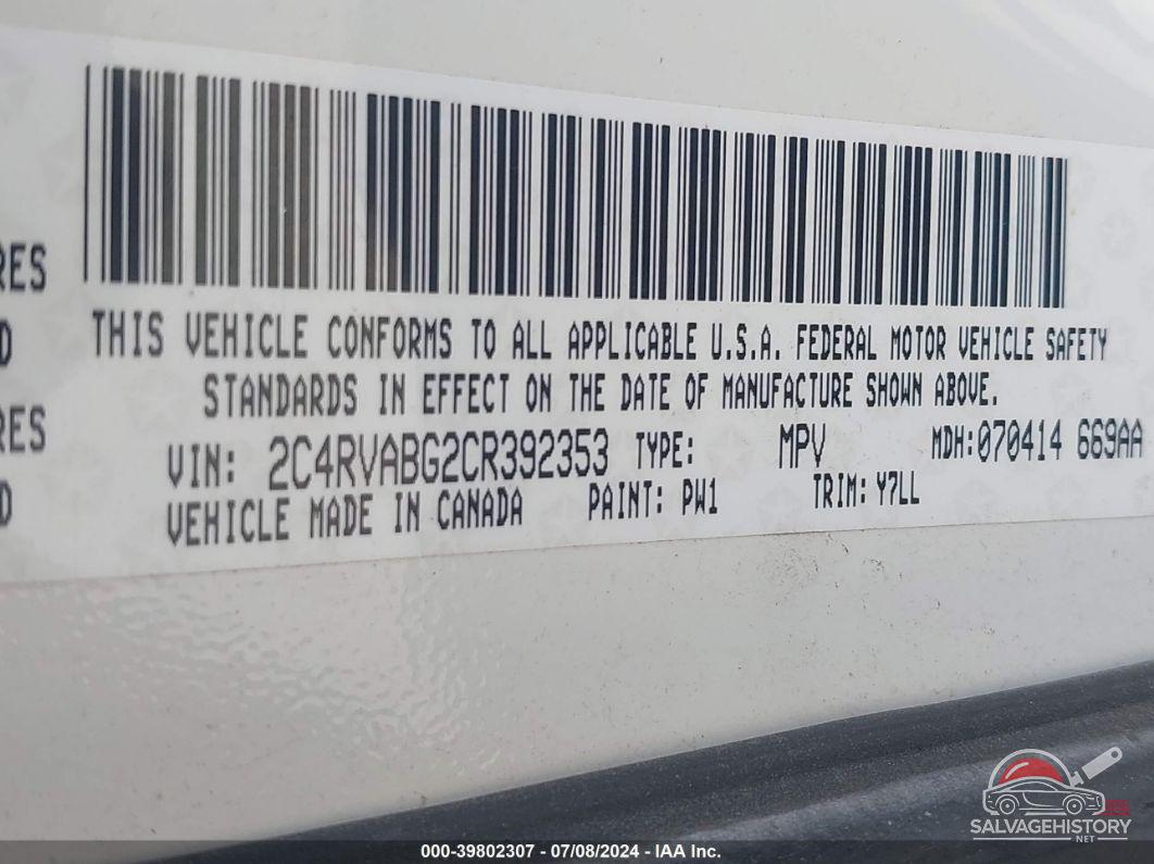 2C4RVABG2CR392353 2012 VOLKSWAGEN ROUTAN photo no. 9