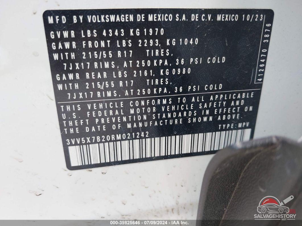 3VV5X7B20RM021242 2024 VOLKSWAGEN TAOS photo no. 9