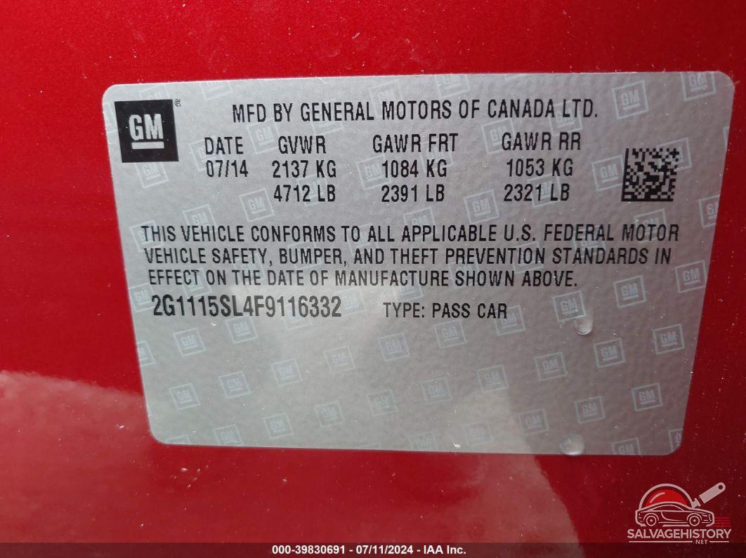 2G1115SL4F9116332 2015 CHEVROLET IMPALA photo no. 9
