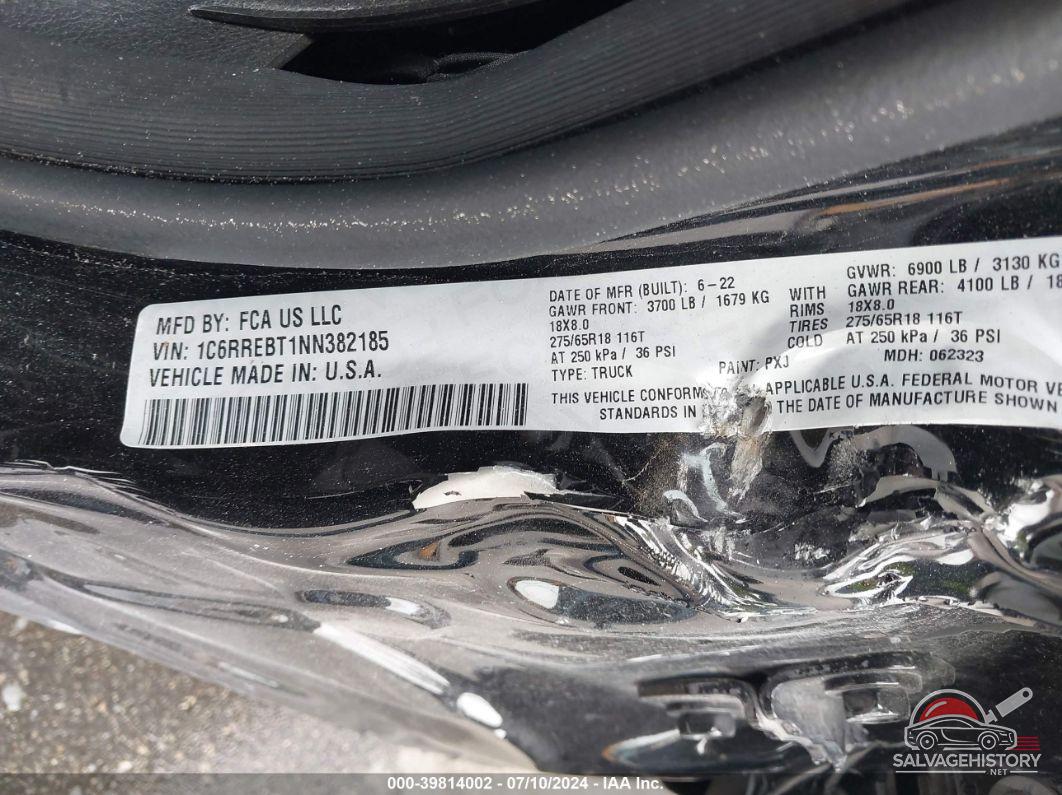 1C6RREBT1NN382185 2022 RAM 1500 photo no. 9