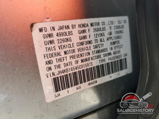 JH4KB16545C015973 2005 ACURA RL photo no. 12