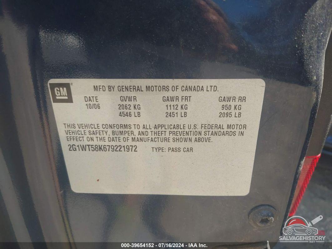 2G1WT58K679221972 2007 CHEVROLET IMPALA photo no. 9