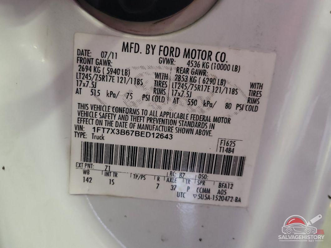 1FT7X3B67BED12643 2011 FORD F-350 photo no. 5
