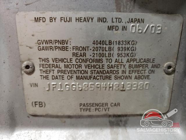 JF1GG68594H813380 2004 SUBARU IMPREZA photo no. 12