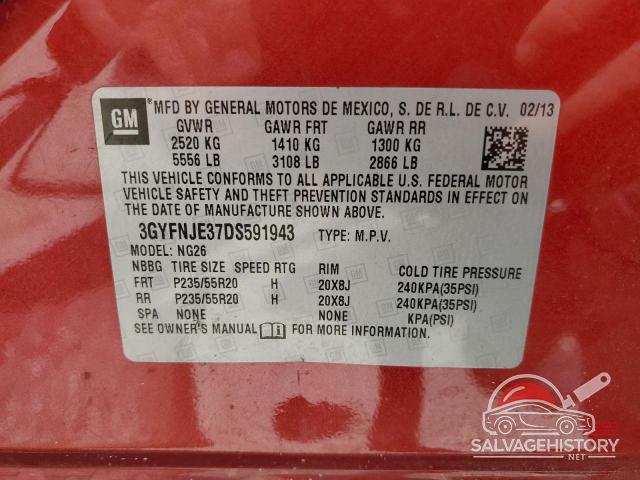 3GYFNJE37DS591943 2013 CADILLAC SRX photo no. 14