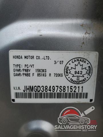 JHMGD38497S815211 2007 HONDA FIT photo no. 13