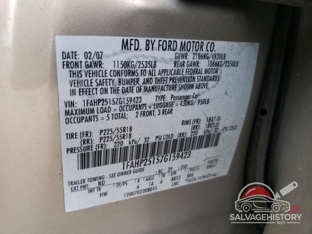 1FAHP25157G159423 2007 FORD 500 photo no. 12