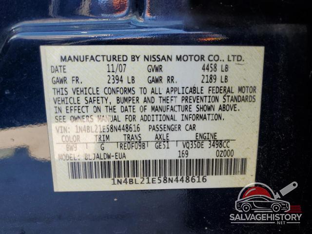 1N4BL21E58N448616 2008 NISSAN ALTIMA photo no. 12