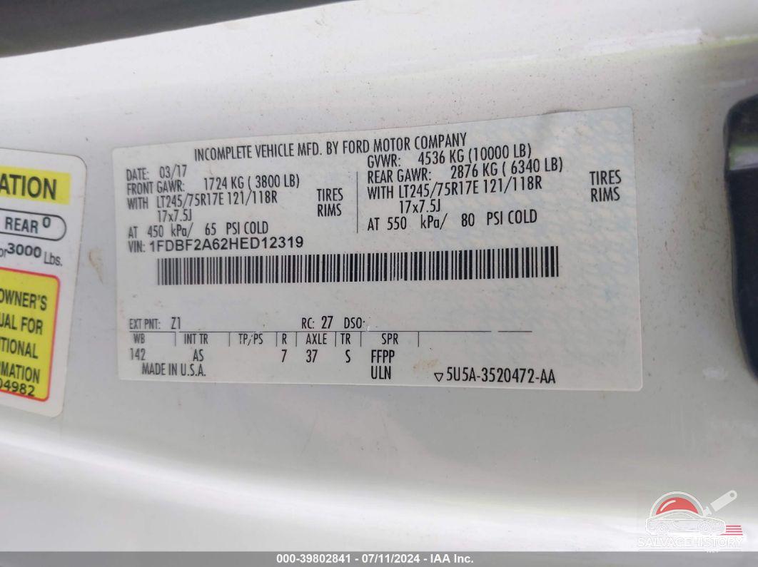 1FDBF2A62HED12319 2017 FORD F-250 photo no. 9
