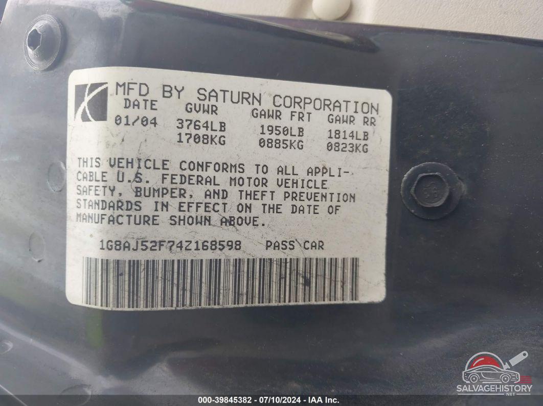1G8AJ52F74Z168598 2004 SATURN ION photo no. 9