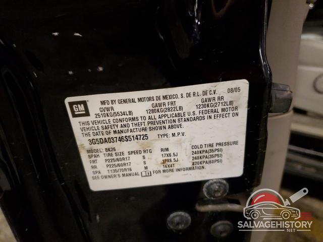 3G5DA03746S514725 2006 BUICK RENDEZVOUS photo no. 12