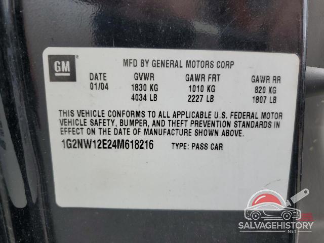 1G2NW12E24M618216 2004 PONTIAC GRANDAM photo no. 12