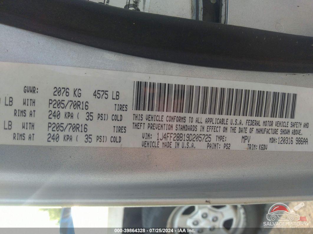 1J4FF28B19D205725 2009 JEEP PATRIOT photo no. 9