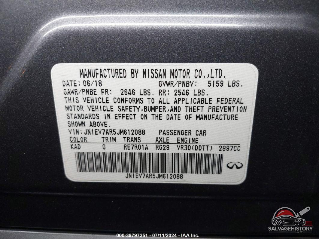 JN1EV7AR5JM612088 2018 INFINITI Q50 photo no. 9