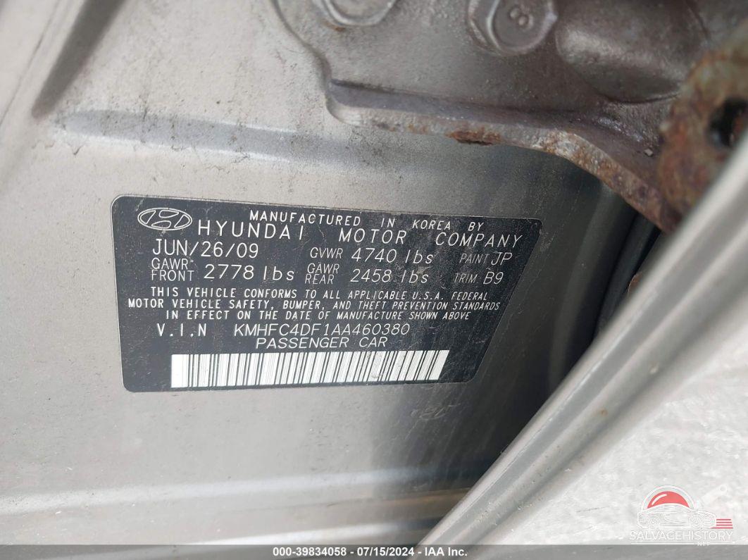 KMHFC4DF1AA460380 2010 HYUNDAI AZERA photo no. 9