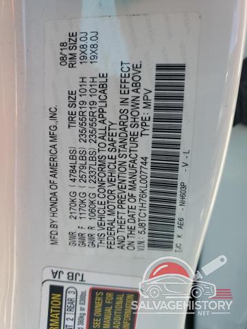 5J8TC1H76KL007744 2019 ACURA RDX photo no. 13