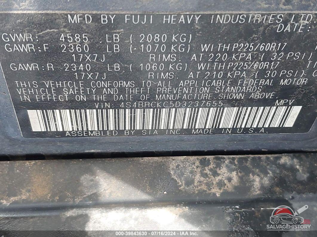 4S4BRCKC5D3237655 2013 SUBARU OUTBACK photo no. 9