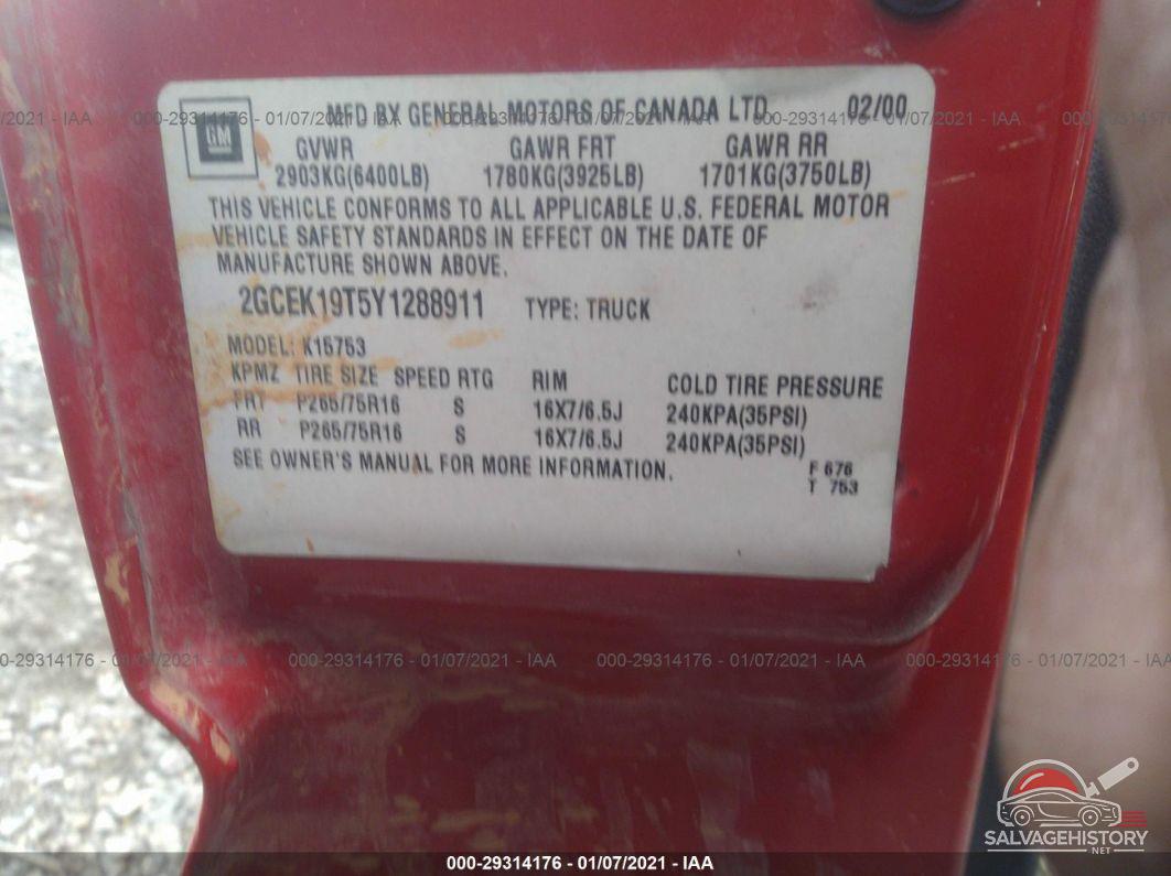 2GCEK19T5Y1288911 2000 CHEVROLET SILVERADO 1500 photo no. 9