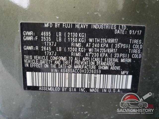 4S4BSACC0H3326059 2017 SUBARU OUTBACK photo no. 13