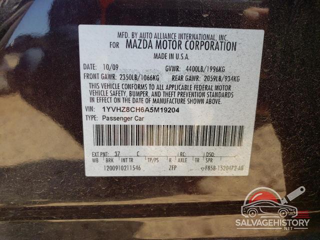 1YVHZ8CH6A5M19204 2010 MAZDA 6 photo no. 12