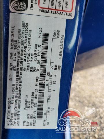 3FADP4BJ8KM129250 2019 FORD FIESTA photo no. 12